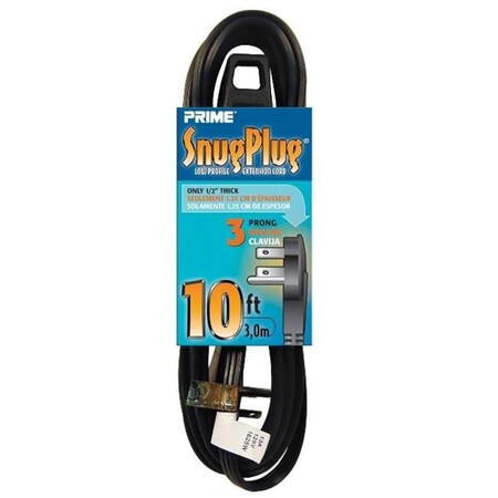 Prime Prime EC932610 Black 3-Outlet Low Profile Extension Cord; 10 ft. EC932610